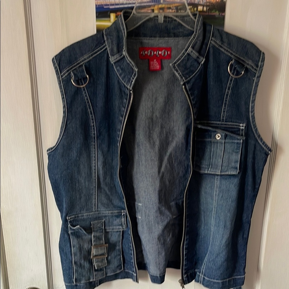 Solo Denim Vest with Buckle Details